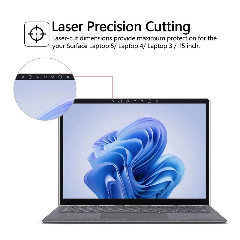 Adewayã€15 inch Tempered Screen Protector For Microsoft Surface Laptop 5/Laptop 6, 9H Hardness, HD Clear, Ultra Sensitivity, Surface Laptop4/3/2/1 Screen Protector - Image 3